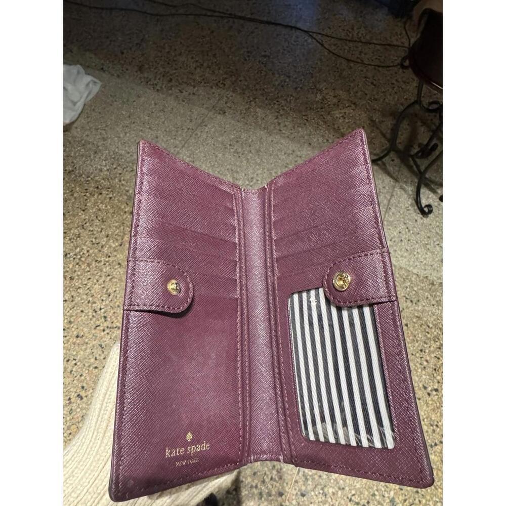 Kate Spade New York Slim Bifold Plum Purple Wallet - Picture 4 of 6